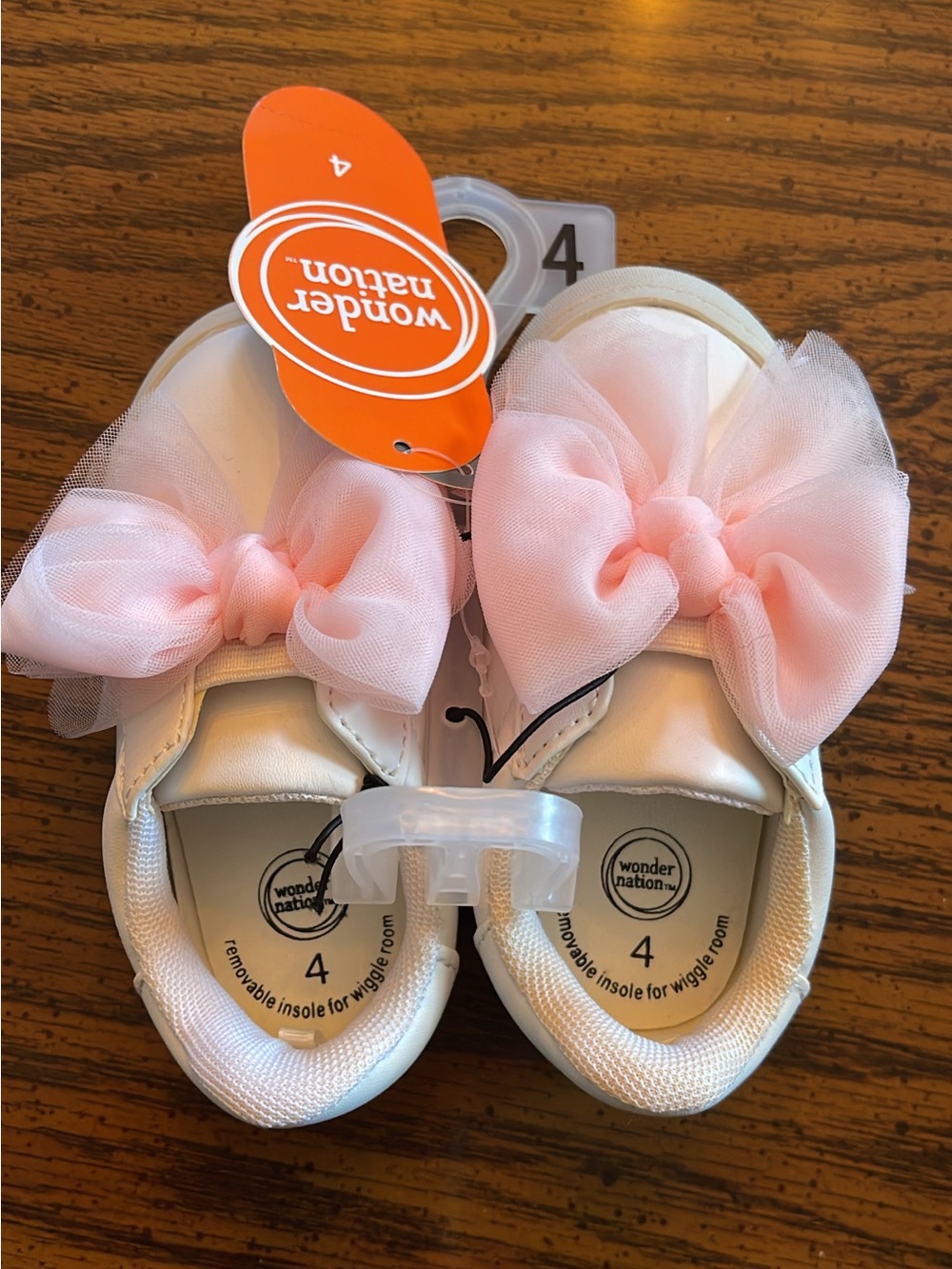 wonder nation White Slip-On Baby Shoes with Pink Tulle Bows